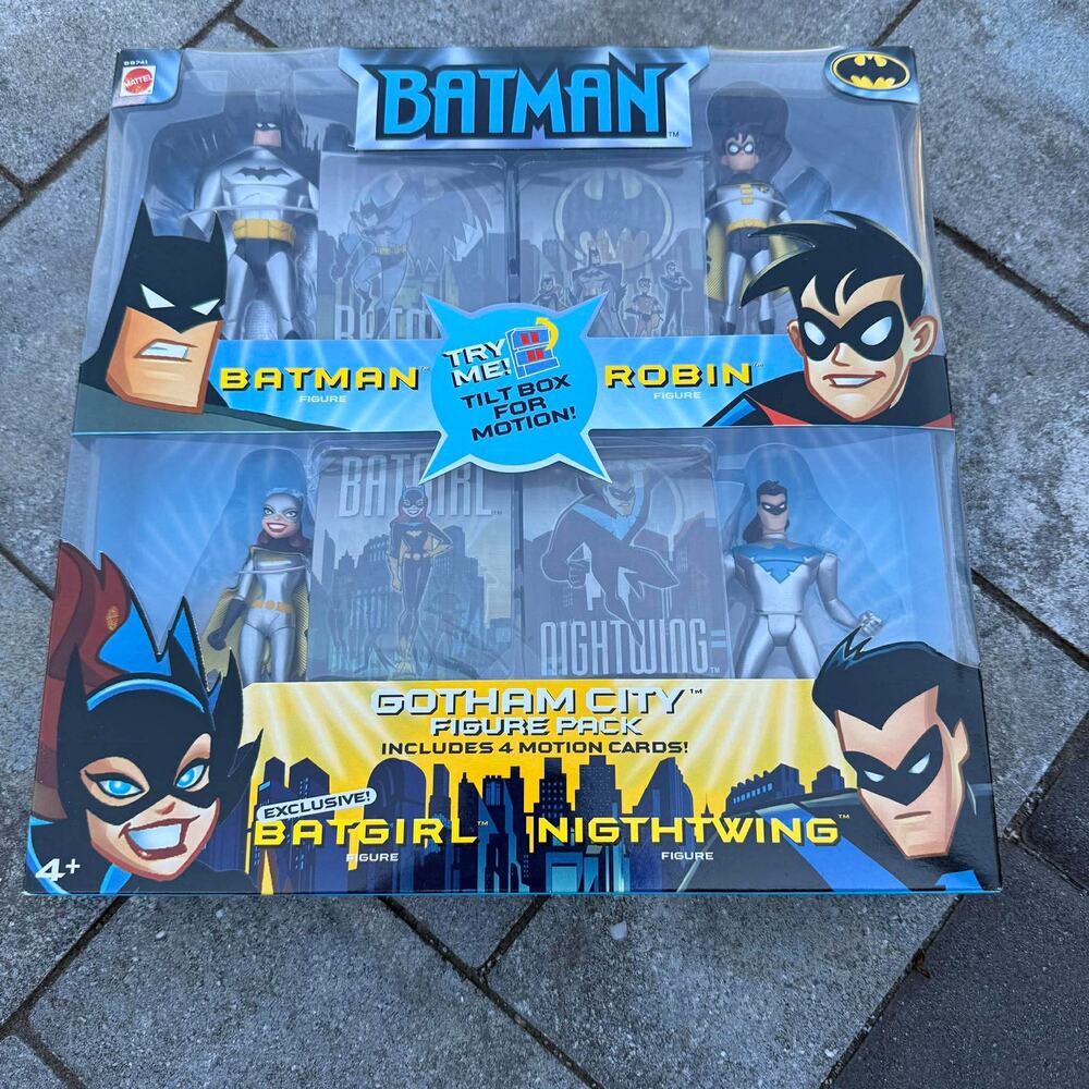 Batman Gotham City 4-Pack Sealed Rare NIGHTTWING Misspelling Error Mattel New